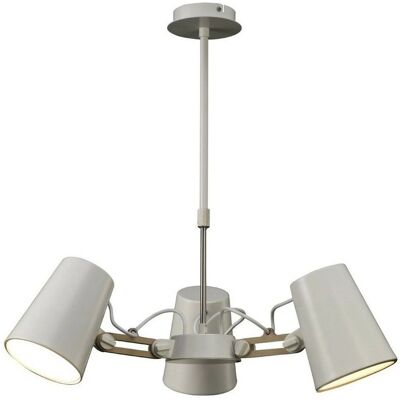 Inspired Lighting Looker Ceiling Pendant - 3 Light E27, White, Beech Inspired Lighting Looker Ceiling Pendant - 3 Light E27, White, Beech