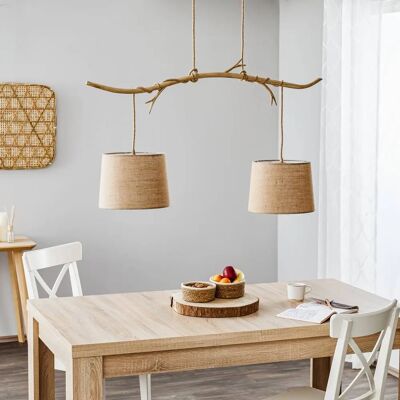 Inspired Lighting Sabina Ceiling Pendant - Imitation Wood - 2 E27 Inspired Lighting Sabina Ceiling Pendant - Imitation Wood - 2 E27