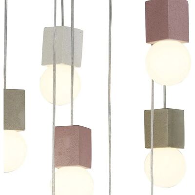Inspired Lighting Galaxia Pendant Square - 9 Light E27 - White, Grey, Red Cement Inspired Lighting Galaxia Pendant Square - 9 Light E27 - White, Grey, Red Cement