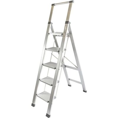 Escalera de aluminio Homelux 5 peldaños con plataforma - Escalera Escalera de aluminio Homelux 5 peldaños con plataforma - Escalera