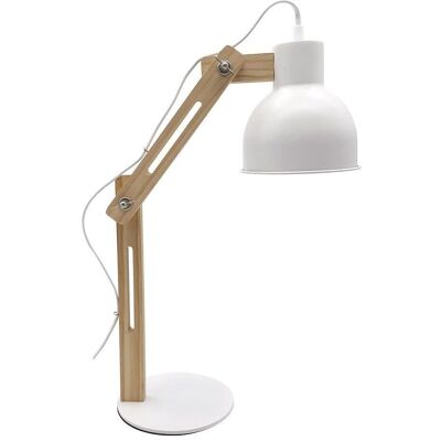 Lampada da scrivania Fabrilamp Baptista - Metallo e legno bianco Lampada da scrivania Fabrilamp Baptista - Metallo e legno bianco