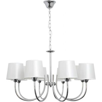 Lampadario Guadalajara - Metallo & Tessuto - Cromo - 8xE14 - Stile Moderno Lampadario Guadalajara - Metallo & Tessuto - Cromo - 8xE14 - Stile Moderno