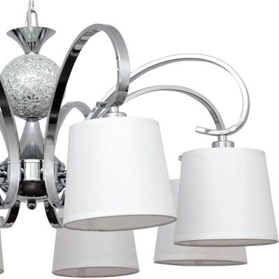 Lampadario Fabrilamp Concordia - 8 E14, Metallo tessuto cristallo, Finitura cromo Lampadario Fabrilamp Concordia - 8 E14, Metallo tessuto cristallo, Finitura cromo