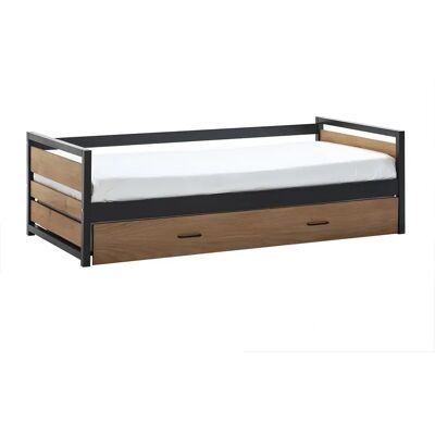 Vente-unique Industrieel stapelbed Boston - 90x190cm - MDF, dennenhout & Metaal Vente-unique Industrieel stapelbed Boston - 90x190cm - MDF, dennenhout & Metaal