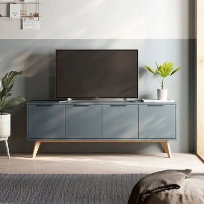 Calicosy PISCO Meuble TV Vert - 4 Portes - 140cm - Publicité Calicosy PISCO Meuble TV Vert - 4 Portes - 140cm - Publicité