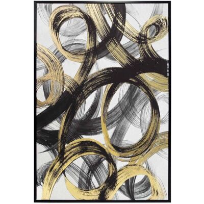 Herdasa - Cuadro enmarcado 92x62cm Diseño abstracto en negro, blanco y dorado Herdasa - Cuadro enmarcado 92x62cm Diseño abstracto en negro, blanco y dorado