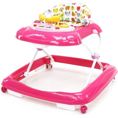 Andador para Bebês Asalvo Rosa com Altura Ajustável e Mesa de Brinquedos Andador para Bebês Asalvo Rosa com Altura Ajustável e Mesa de Brinquedos