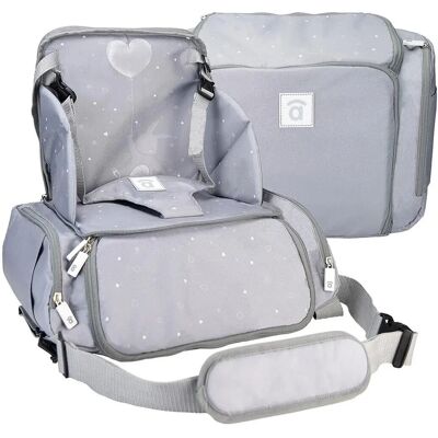 Seggiolino rialzato grigio Asalvo con borsa di stoccaggio - Seduta per bambini riutilizzabile Seggiolino rialzato grigio Asalvo con borsa di stoccaggio - Seduta per bambini riutilizzabile