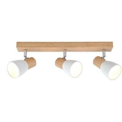 Cristal Record Lámpara de Pista 3xE14 Madera Natural - Lámpara de Pista Cristal Record Lámpara de Pista 3xE14 Madera Natural - Lámpara de Pista