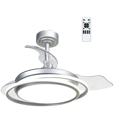 Cristalrecord - Ventilador de Techo Compacto con Luz LED - Plata Cristalrecord - Ventilador de Techo Compacto con Luz LED - Plata