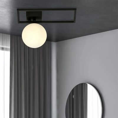 Wonderlamp - Merli - Metal negro - Opal - Luz de techo Wonderlamp - Merli - Metal negro - Opal - Luz de techo