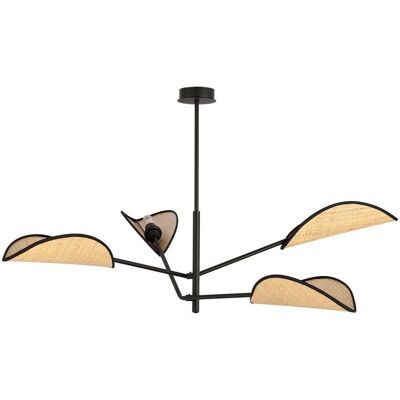 Wonderlamp - Cano - Quatre lumières - Tissu rotin - Plafonnier - Publicité Wonderlamp - Cano - Quatre lumières - Tissu rotin - Plafonnier - Publicité