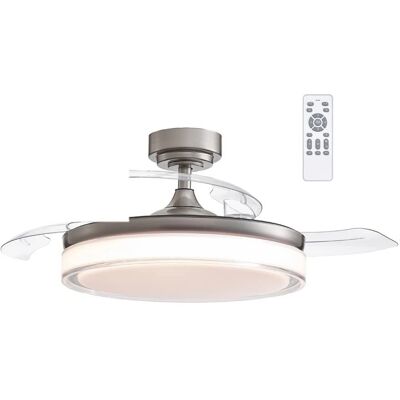 Ventilador de Techo LED Níquel Wonderlamp con Aspas Retráctiles - Ventilador de Techo Ventilador de Techo LED Níquel Wonderlamp con Aspas Retráctiles - Ventilador de Techo