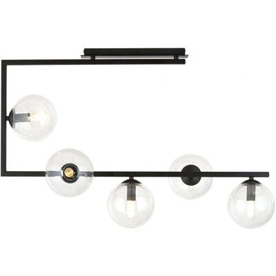 Wonderlamp Lampe de Plafond Moderne Noire avec 5 Sphères en Verre - Plafonnier - Publicité Wonderlamp Lampe de Plafond Moderne Noire avec 5 Sphères en Verre - Plafonnier - Publicité