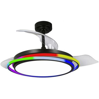 Cristalrecord - Ventilador de techo LED negro con RGB y luz ajustable Cristalrecord - Ventilador de techo LED negro con RGB y luz ajustable