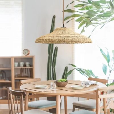 Pantalla de lámpara de suspensión de algas marinas natural - Decoración Boho Chic Pantalla de lámpara de suspensión de algas marinas natural - Decoración Boho Chic