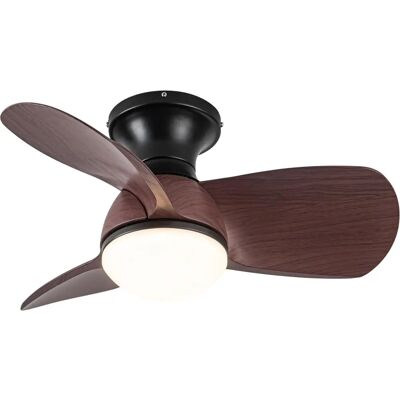 Ventilador de Techo Pequeño Wonderlamp con Luz LED - Negro y Roble Ventilador de Techo Pequeño Wonderlamp con Luz LED - Negro y Roble