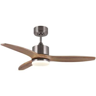 Ventilador de Techo WONDERLAMP Níquel con Palas de Madera - 106cm - LED 18W Ventilador de Techo WONDERLAMP Níquel con Palas de Madera - 106cm - LED 18W