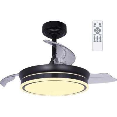Ventilador de techo WONDERLAMP con luz y aspas plegables - Negro Mini Ventilador de techo WONDERLAMP con luz y aspas plegables - Negro Mini