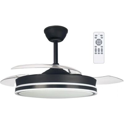 Wonderlamp Surpino Zwart Uittrekbaar Plafondventilator - LED 45W, 106cm Wonderlamp Surpino Zwart Uittrekbaar Plafondventilator - LED 45W, 106cm