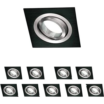 Wonderlamp Pack 10 Spots encastrés noir en aluminium ajustable Wonderlamp Pack 10 Spots encastrés noir en aluminium ajustable