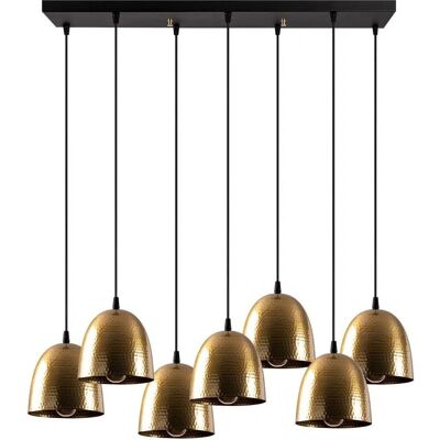 Wonderlamp Suspension vintage dorée - 7 abat-jour - Publicité Wonderlamp Suspension vintage dorée - 7 abat-jour - Publicité