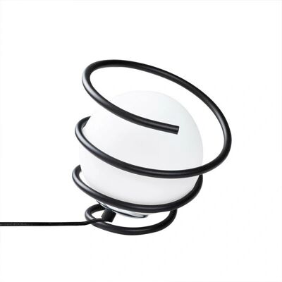 Wonderlamp Galene Lámpara de mesa en espiral metálica negra en forma esférica Wonderlamp Galene Lámpara de mesa en espiral metálica negra en forma esférica