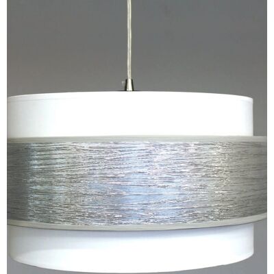 Suspension Wonderlamp en argent avec abat-jour en lin et tissu - Lampe de plafond - Publicité Suspension Wonderlamp en argent avec abat-jour en lin et tissu - Lampe de plafond - Publicité
