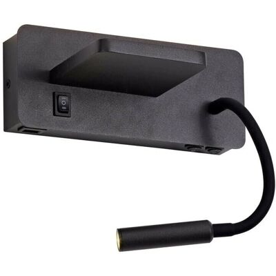 CristalRecord Lámpara de Pared Negra con Cargador Inalámbrico y USB CristalRecord Lámpara de Pared Negra con Cargador Inalámbrico y USB
