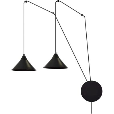 Wonderlamp Applique Murale Réglable - Câble 5m, 2 Abat-Jours Noirs - Publicité Wonderlamp Applique Murale Réglable - Câble 5m, 2 Abat-Jours Noirs - Publicité