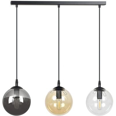 Wonderlamp Suspension en métal avec 3 sphères en verre - Lampe plafond - Publicité Wonderlamp Suspension en métal avec 3 sphères en verre - Lampe plafond - Publicité