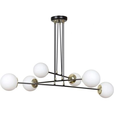 Wonderlamp Suspension Signo - 6 lumières noir or - Publicité Wonderlamp Suspension Signo - 6 lumières noir or - Publicité