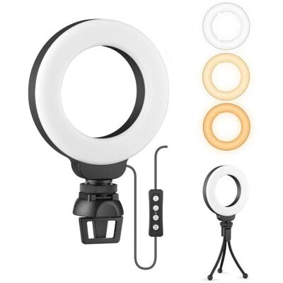 Anillo de Luz LED 10cm - Iluminación para Cámara - 3 Modos Anillo de Luz LED 10cm - Iluminación para Cámara - 3 Modos