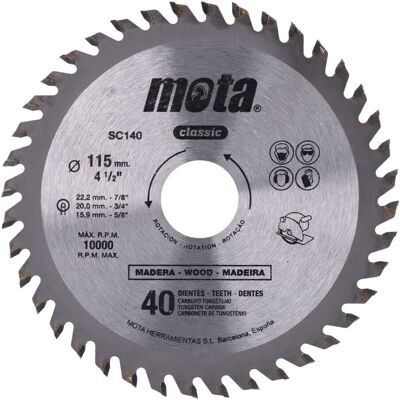 Mota sc140 Sega Circolare - Tungsteno 115mm 40 Denti Mota sc140 Sega Circolare - Tungsteno 115mm 40 Denti