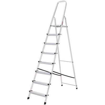 Escalera de aluminio Oryx - 8 peldaños, plegable, uso doméstico Escalera de aluminio Oryx - 8 peldaños, plegable, uso doméstico
