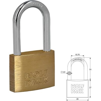 Wolfpack 3100970 Cadenas - Cadenas en laiton avec long arc - Intérieur/Extérieur - Publicité Wolfpack 3100970 Cadenas - Cadenas en laiton avec long arc - Intérieur/Extérieur - Publicité