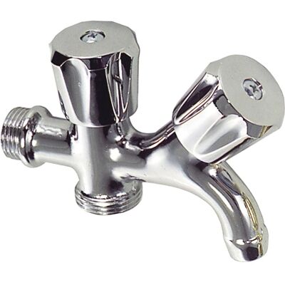Wolfpack Modelo 04040051 Grifo Doble para Lavadora - 1/2" Wolfpack Modelo 04040051 Grifo Doble para Lavadora - 1/2"