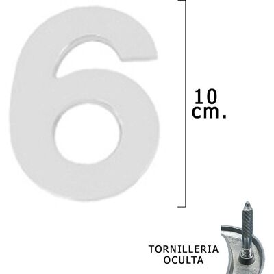 WOLFPACK LINEA PROFESIONAL - Numéro Métal 6 Argent Mat - 10 cm - Vis Cachées - Publicité WOLFPACK LINEA PROFESIONAL - Numéro Métal 6 Argent Mat - 10 cm - Vis Cachées - Publicité