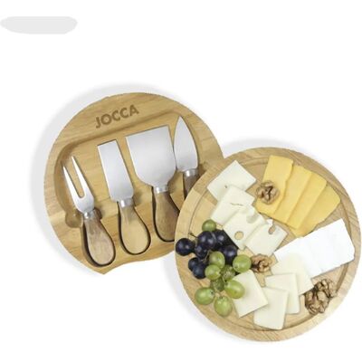 Jocca Kaasplank met Messet - Ronde houtschotel 20cm Jocca Kaasplank met Messet - Ronde houtschotel 20cm