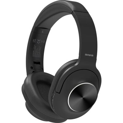 Fone de ouvido sem fio e com fio Aiwa HST-220BT - Cancelamento de ruído, Preto Fone de ouvido sem fio e com fio Aiwa HST-220BT - Cancelamento de ruído, Preto