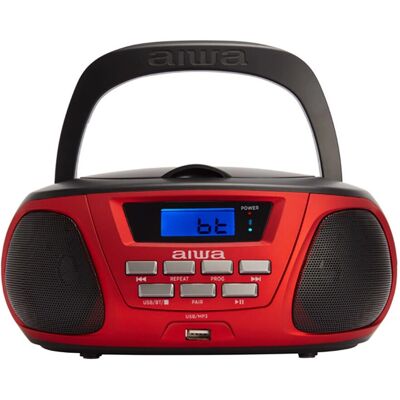 Aiwa BBTU-300RD Portable Stereo System - Bluetooth MP3 CD Radio - Black Red Aiwa BBTU-300RD Portable Stereo System - Bluetooth MP3 CD Radio - Black Red