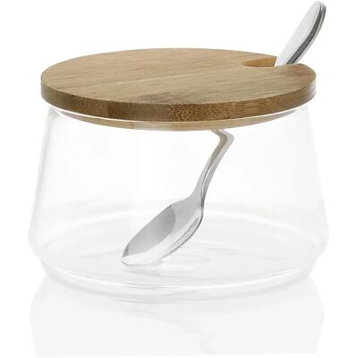 Fijalo MS67147 - Zuckerdose - Elegantes Glas mit Bambusdeckel - 250ml Fijalo MS67147 - Zuckerdose - Elegantes Glas mit Bambusdeckel - 250ml