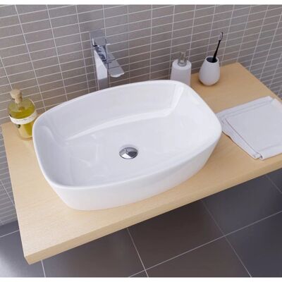 Lavabo rectangular de cerámica blanca - SANYCCES Lavabo rectangular de cerámica blanca - SANYCCES