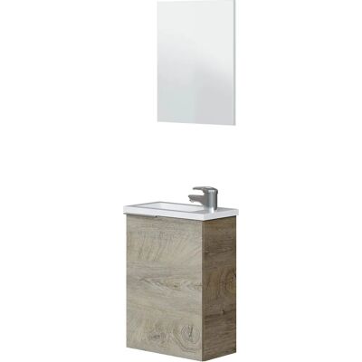 Duehome Kompakt Badezimmermöbel mit Spiegel und Waschbecken - 40cm Eiche Duehome Kompakt Badezimmermöbel mit Spiegel und Waschbecken - 40cm Eiche