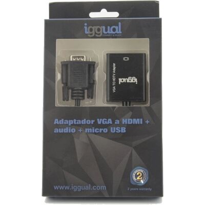 iggual IGG317297 Adaptador de cable de vídeo - 0,25 m - Negro iggual IGG317297 Adaptador de cable de vídeo - 0,25 m - Negro