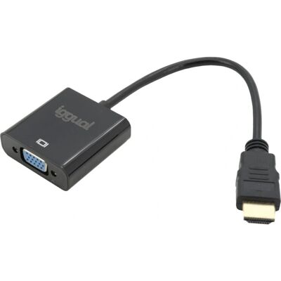 Iggual IGG317303 Video Kabel Adapter - 0,2m HDMI naar VGA Zwart Iggual IGG317303 Video Kabel Adapter - 0,2m HDMI naar VGA Zwart