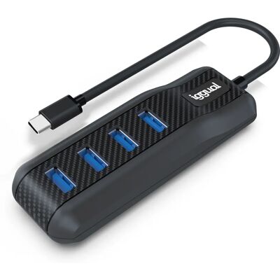 iggual IGG317914 Hub USB a 4 Porte - USB 3.2 Gen 1, Grigio iggual IGG317914 Hub USB a 4 Porte - USB 3.2 Gen 1, Grigio