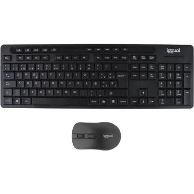 Clavier et Souris Sans Fil Iggual - Noir - QWERTY - Bureau - Publicité Clavier et Souris Sans Fil Iggual - Noir - QWERTY - Bureau - Publicité