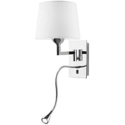 Leds-C4 Oxford Applique da Parete Cromo con Luce da Lettura Leds-C4 Oxford Applique da Parete Cromo con Luce da Lettura