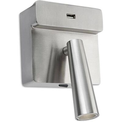 Leds-C4 Gamma LED Wall Reading USB Light Satin Nickel - 175lm - 2700K Leds-C4 Gamma LED Wall Reading USB Light Satin Nickel - 175lm - 2700K